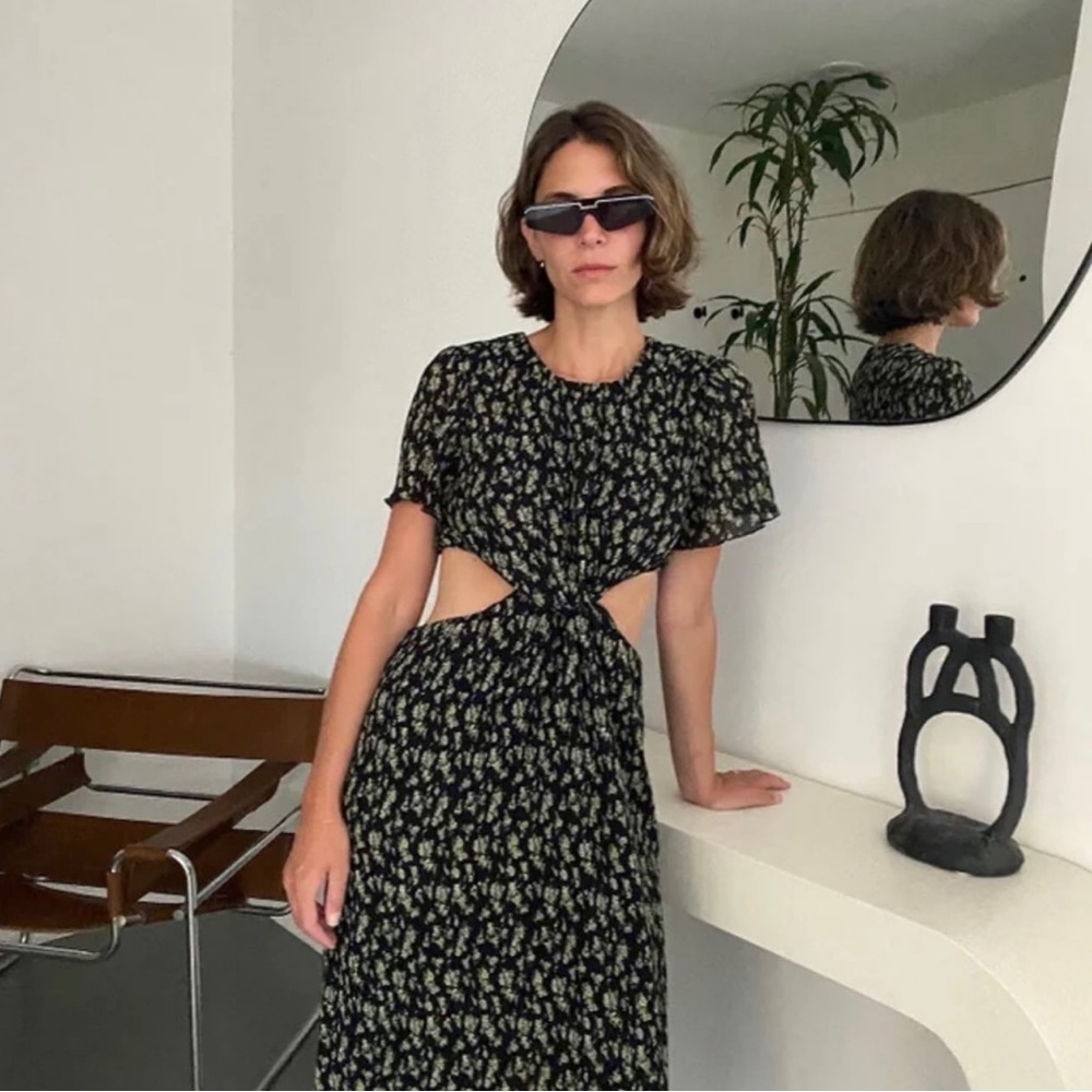 WHO What Wear Collection Drew Cutout Floral Twist Midi Dress Size XL - Picture 3 of 16